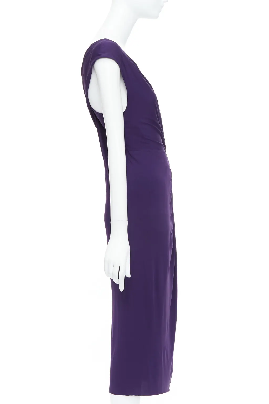 Donna Karan Side Knot Dress Purple Viscose Very good - Model View