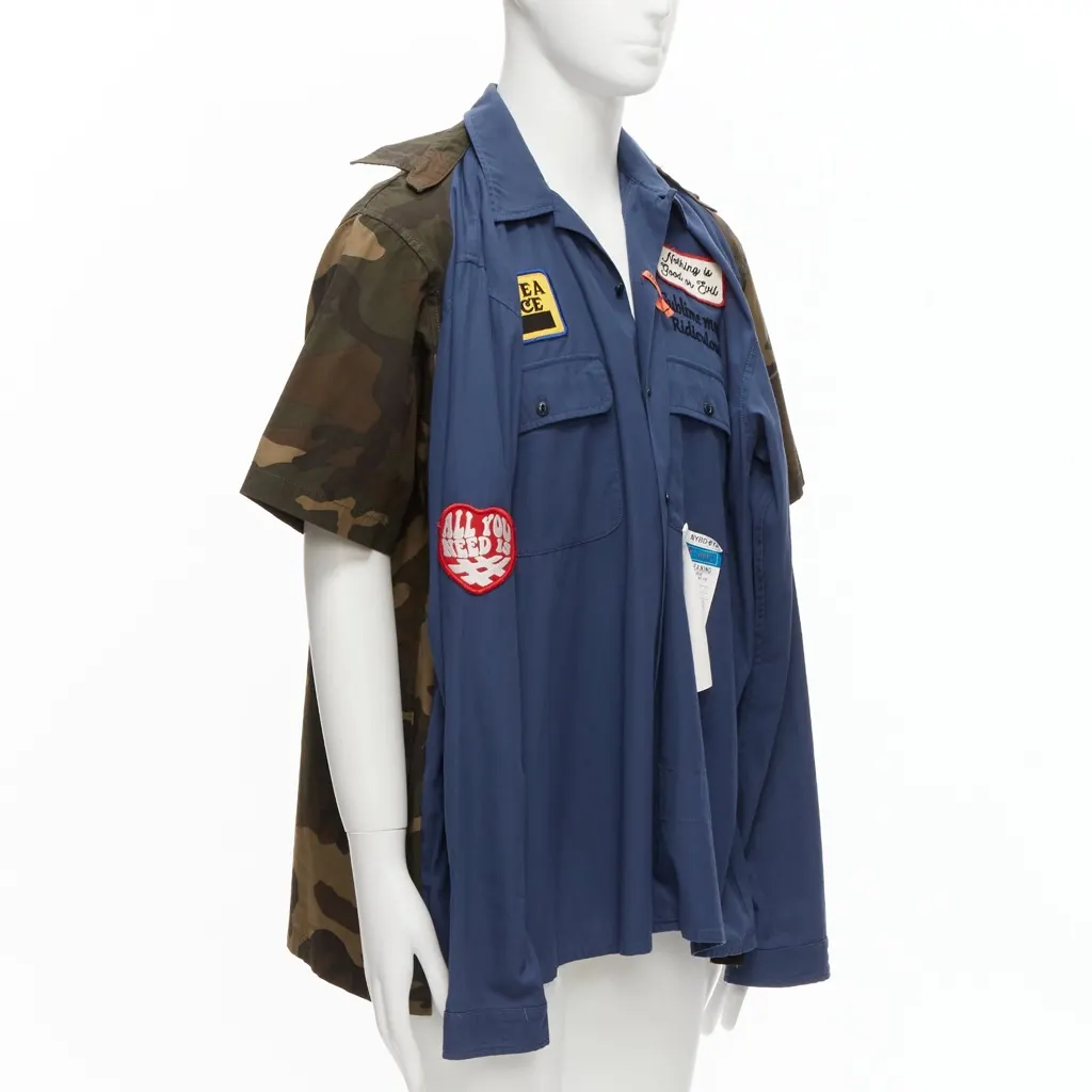 Miharayasuhiro Vintage Badge Shirt Blue Cotton Never worn - Front View