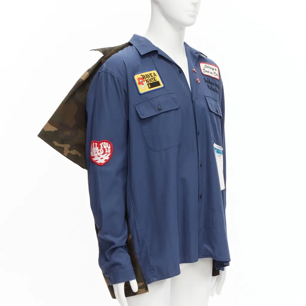 Miharayasuhiro Vintage Badge Shirt Blue Cotton Never worn - Box View