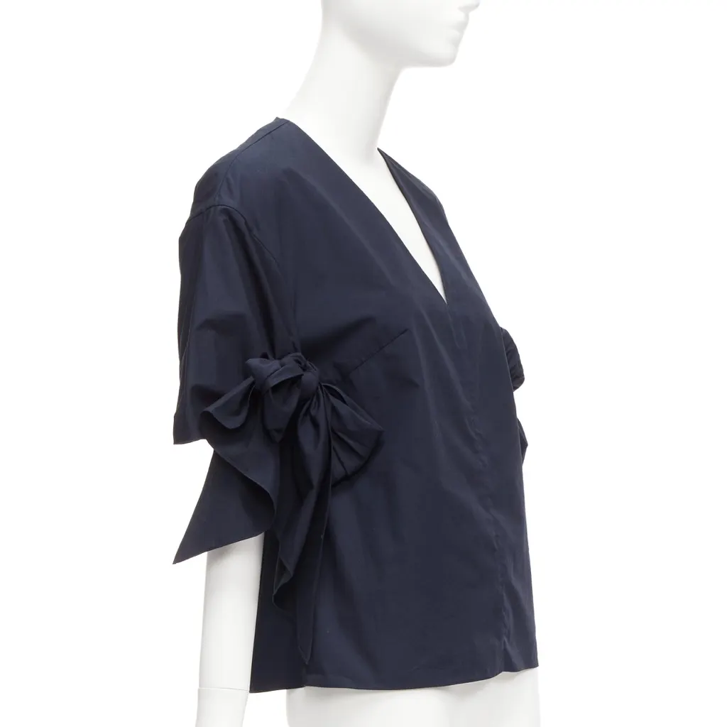 Delpozo Knot Tie Top Navy Cotton Never worn - Inside View
