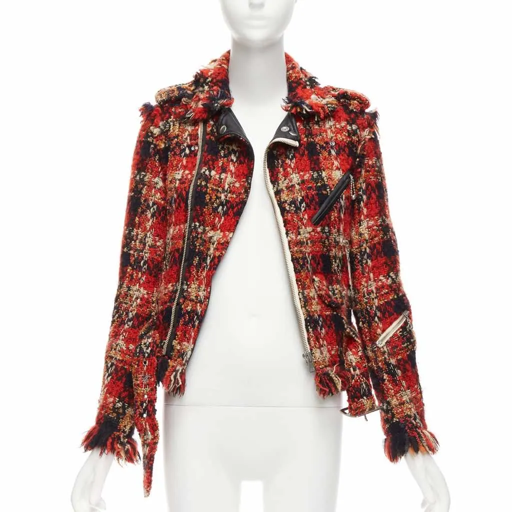 Miharayasuhiro Red Plaid Tweed Jacket Red Wool Very good - Front View