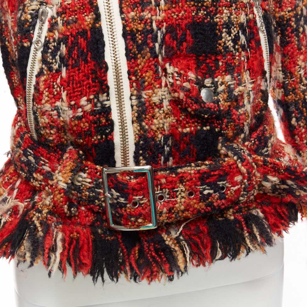 Miharayasuhiro Red Plaid Tweed Jacket - Back view