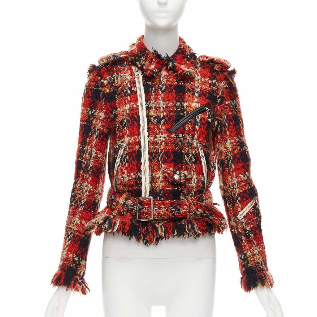 Miharayasuhiro Red Plaid Tweed Jacket - Image 6