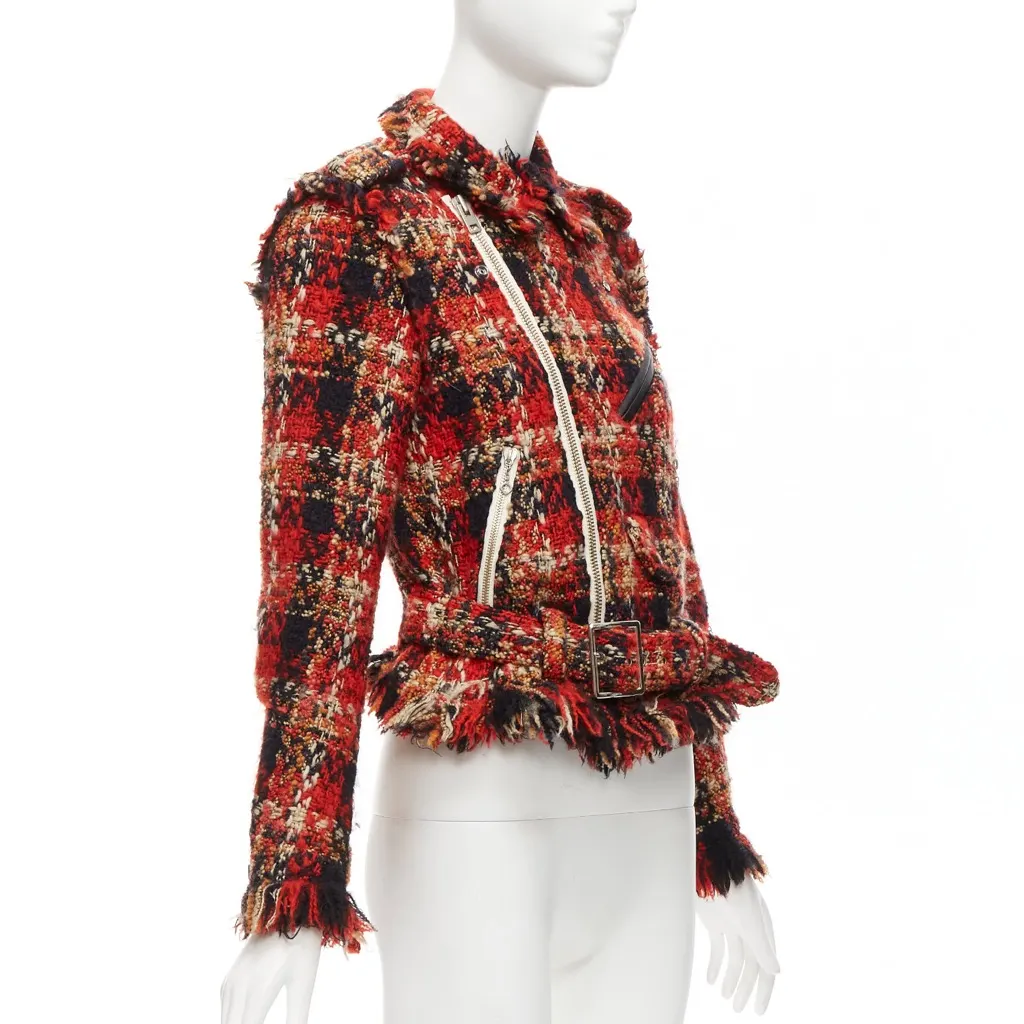 Miharayasuhiro Red Plaid Tweed Jacket Red Wool Very good - Model View