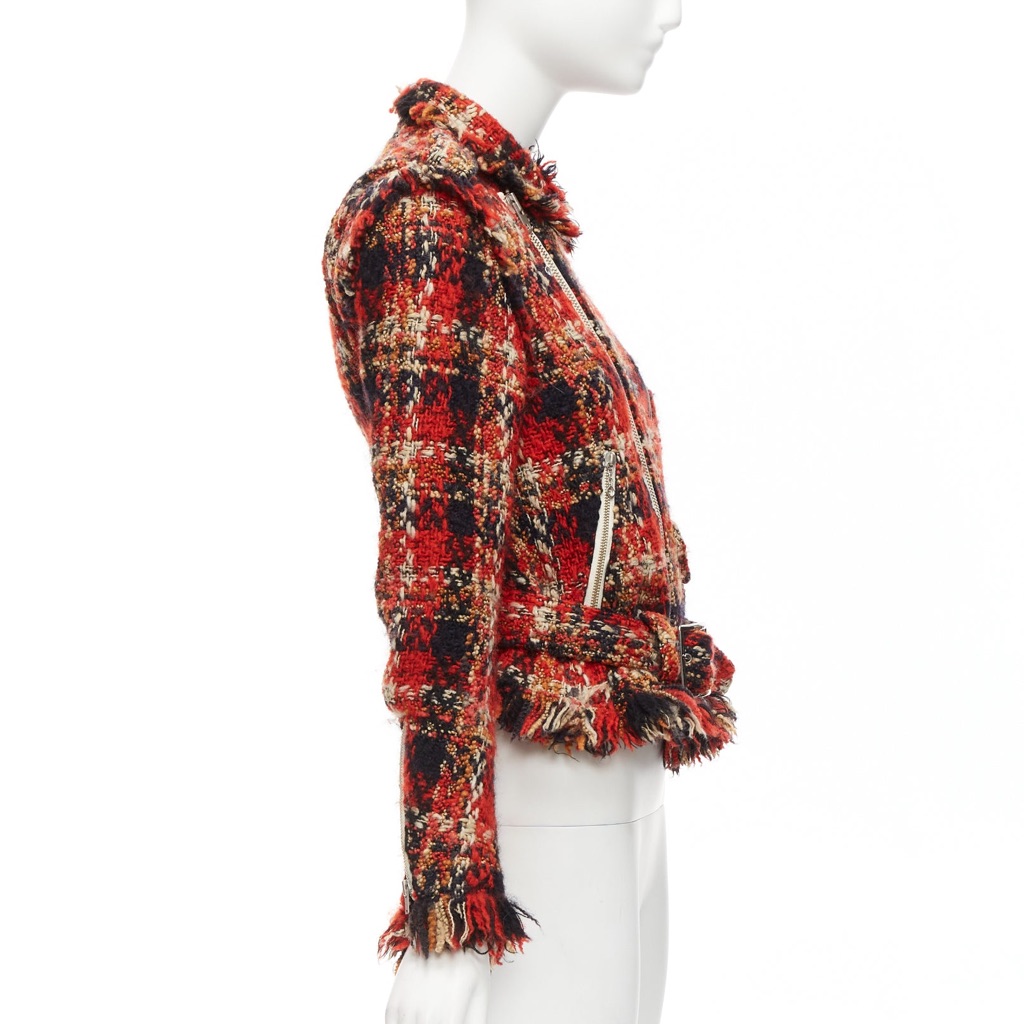 Miharayasuhiro Red Plaid Tweed Jacket - Side view