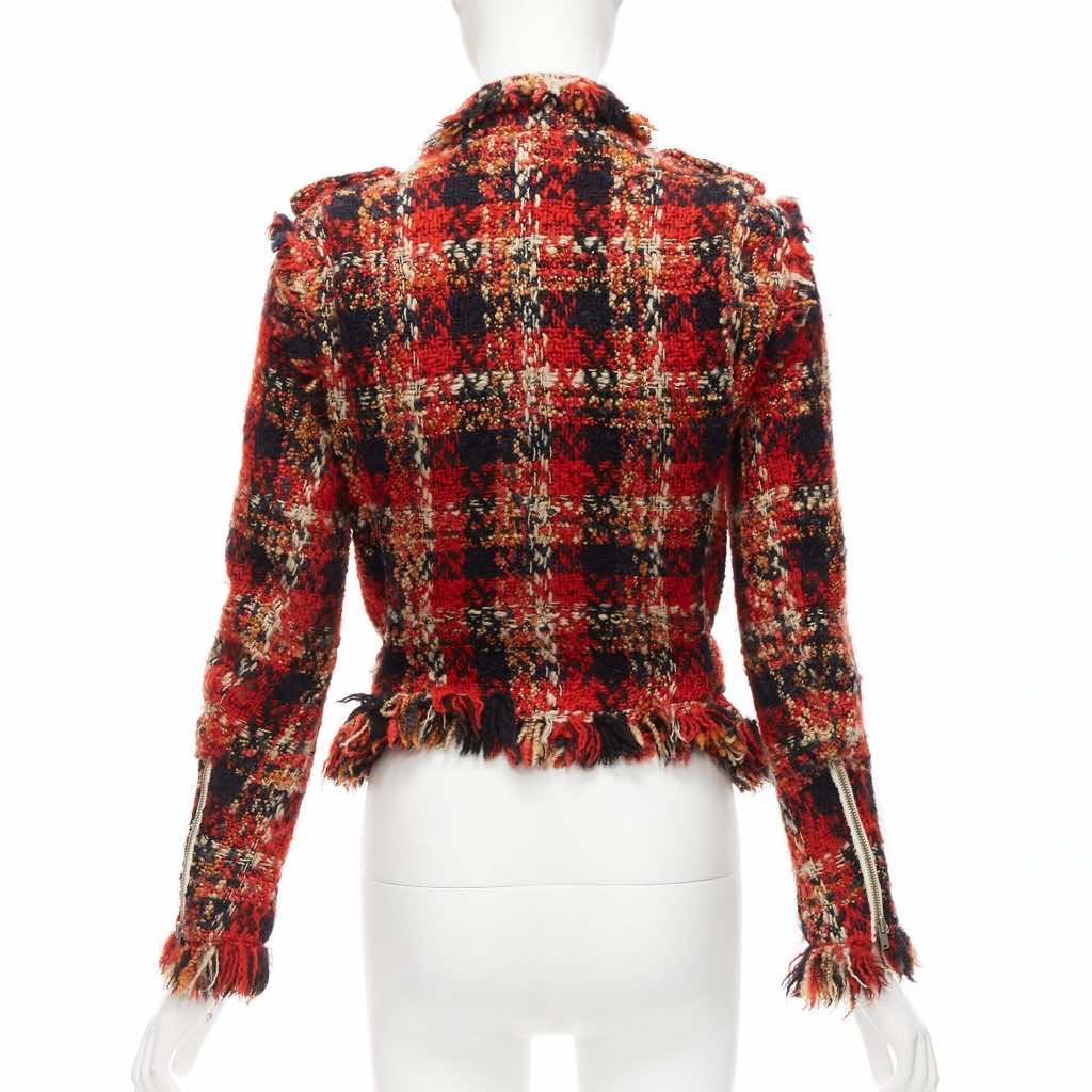 Miharayasuhiro Red Plaid Tweed Jacket - Detail 1