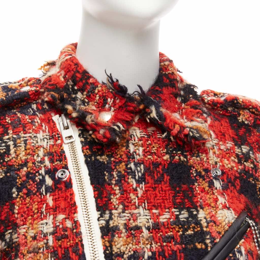 Miharayasuhiro Red Plaid Tweed Jacket - Image 10