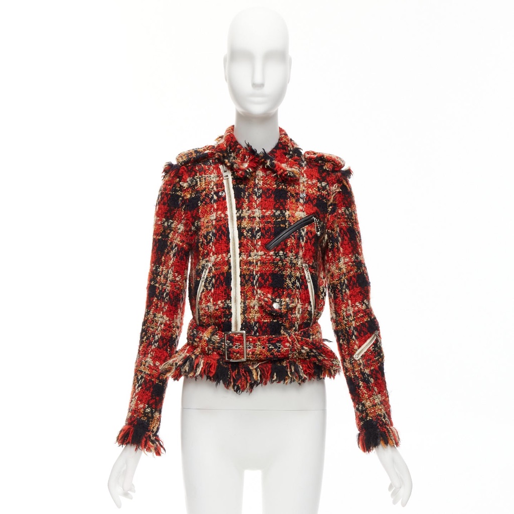 Miharayasuhiro Red Plaid Tweed Jacket - Image 12
