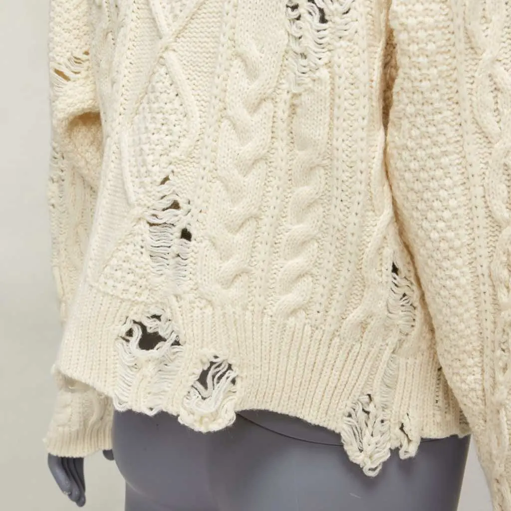 Miharayasuhiro Distressed Cable Sweater Ecru Never worn - Back View