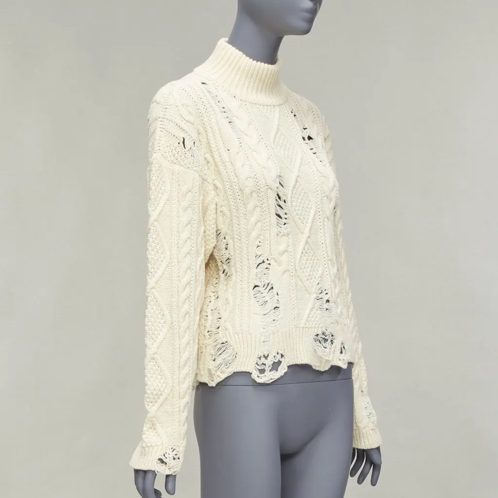 Miharayasuhiro Distressed Cable Sweater Ecru Never worn - Inside View