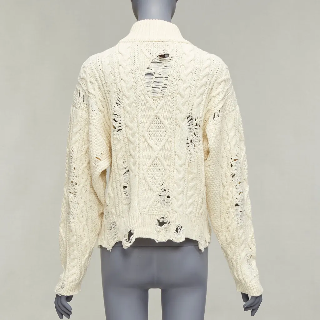 Miharayasuhiro Distressed Cable Sweater Ecru Never worn - Box View