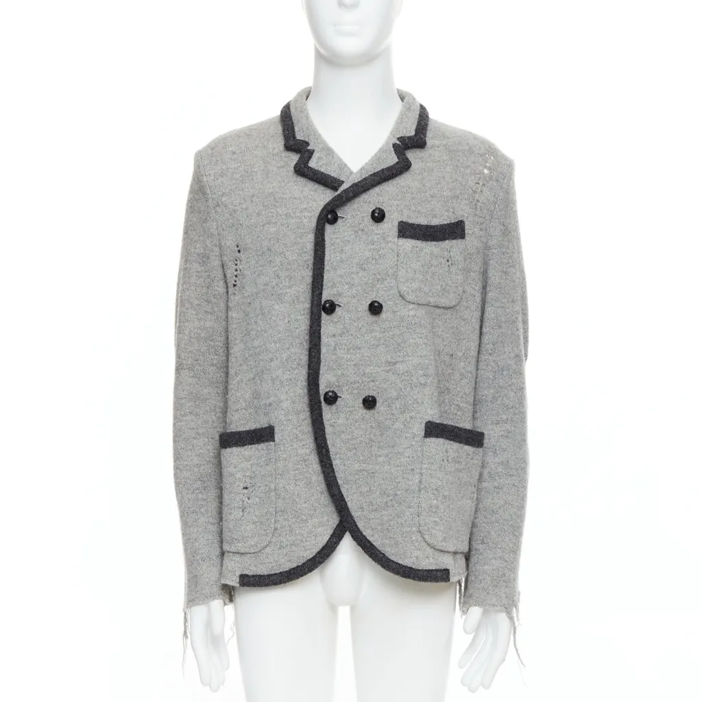 Miharayasuhiro Grey Grunge Nautical Blazer Grey Wool Very good - Front View