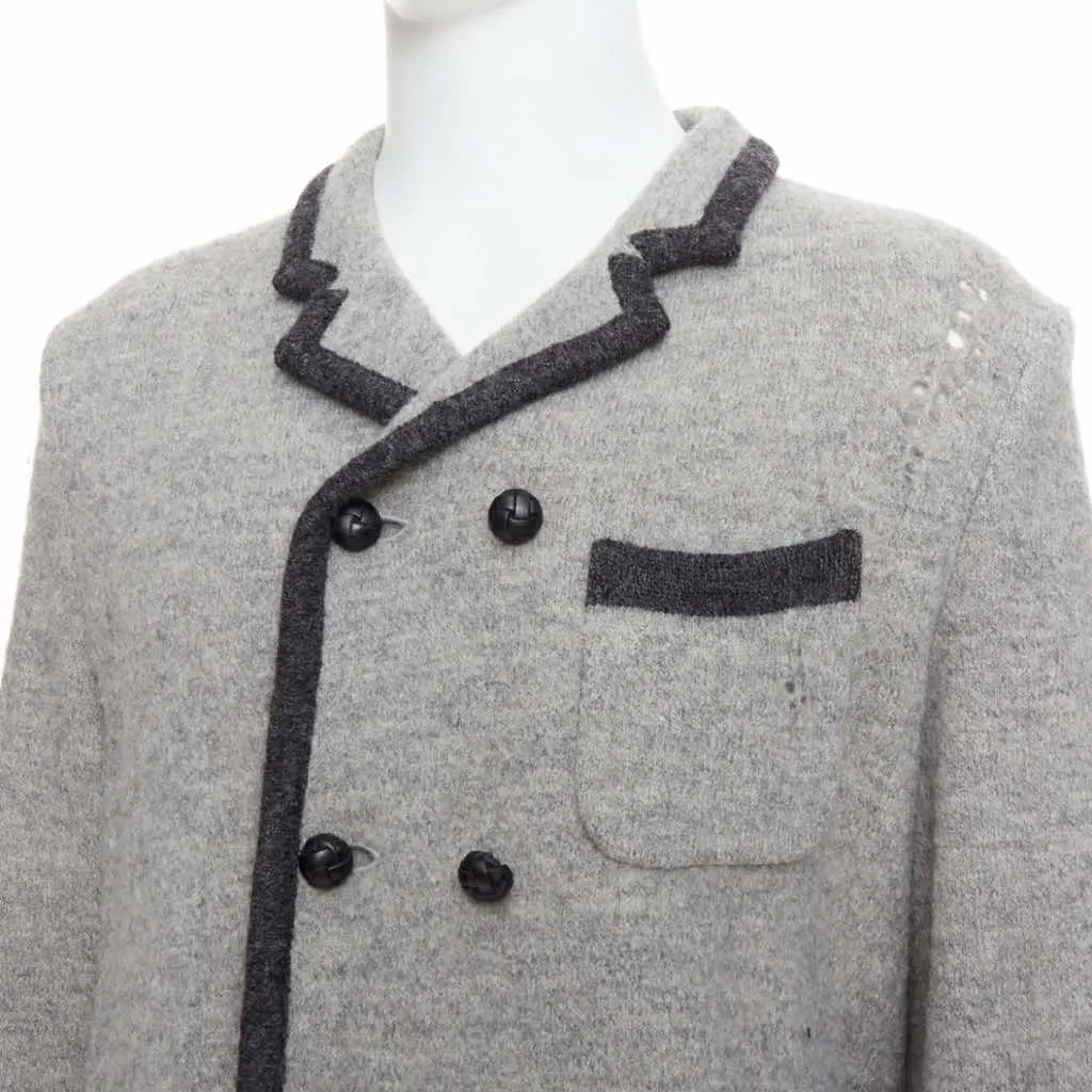 Miharayasuhiro Grey Grunge Nautical Blazer Grey Wool Very good - Back View