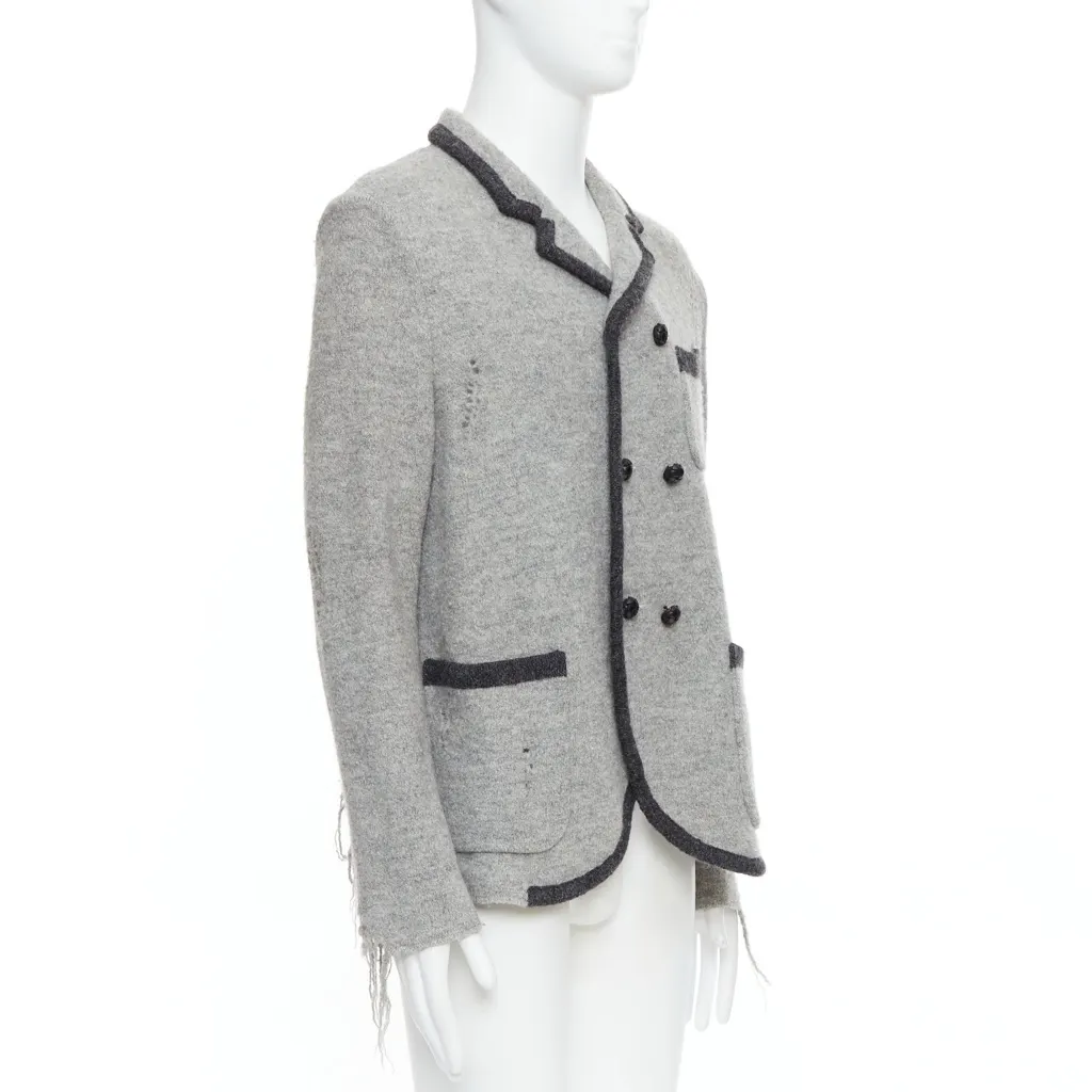 Miharayasuhiro Grey Grunge Nautical Blazer Grey Wool Very good - Inside View