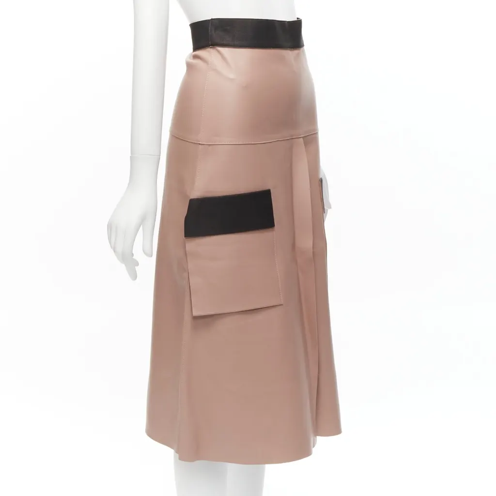 Dion Lee Leather Panel Skirt Pink Leather Fair - Inside View