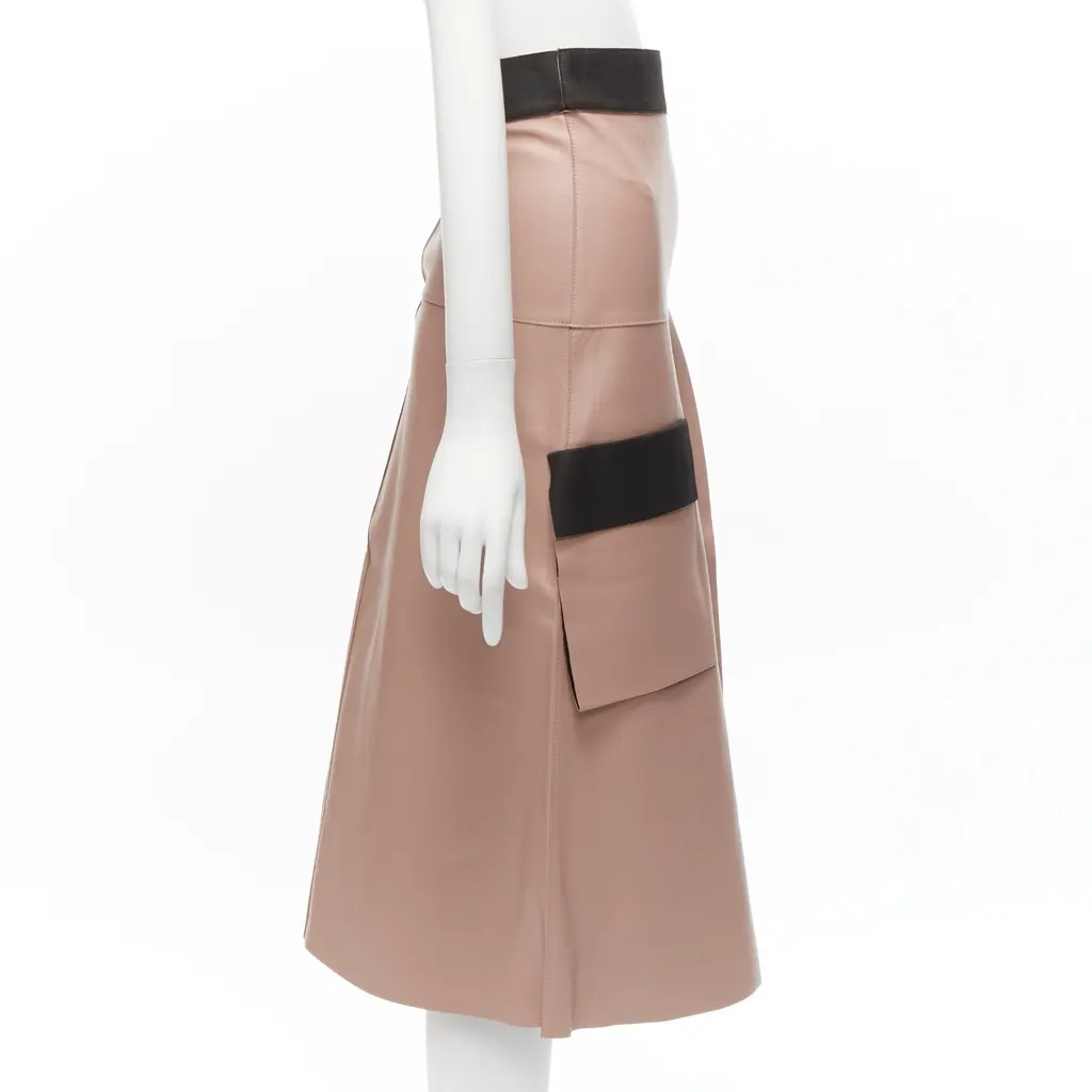 Dion Lee Leather Panel Skirt Pink Leather Fair - Model View