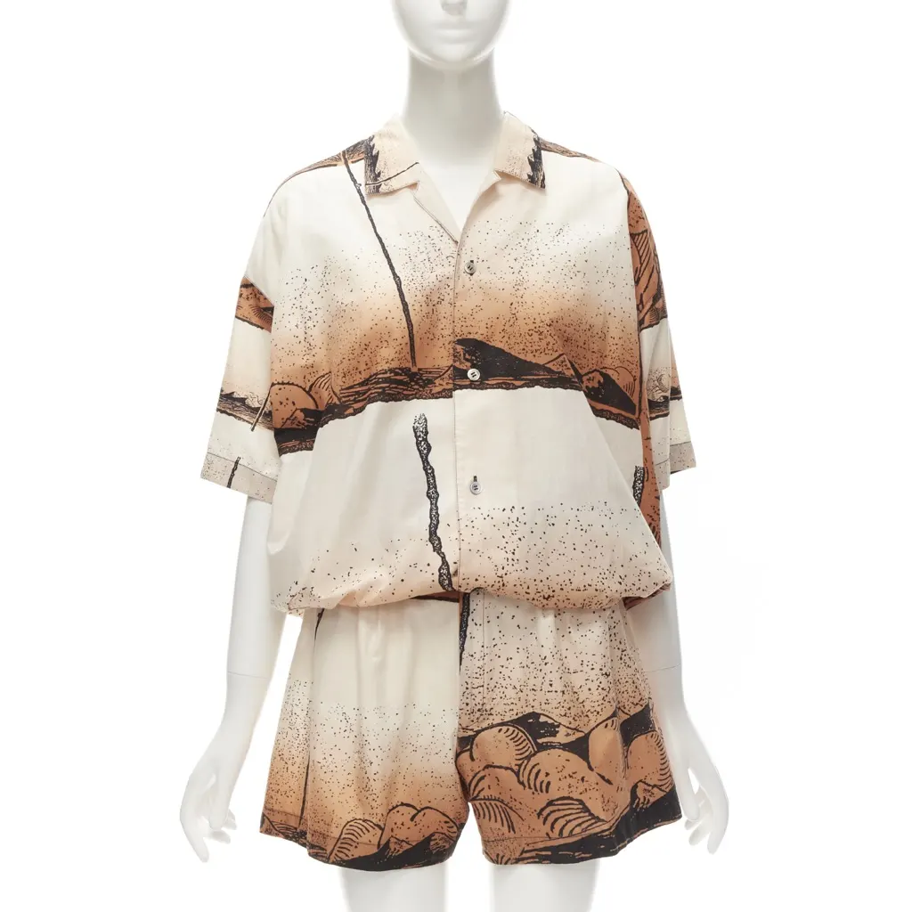 Issey Miyake Woodblock Patch Shirt Brown Cotton Never worn - Front View