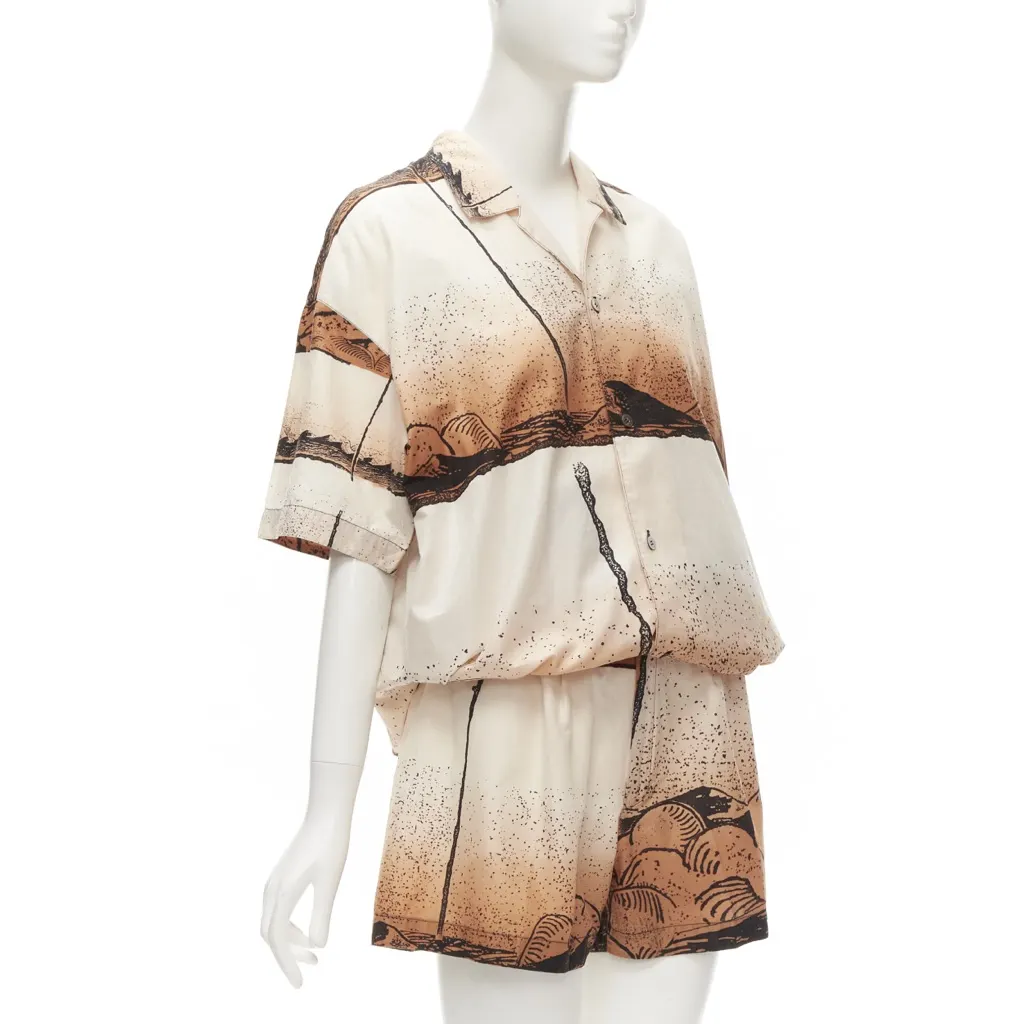 Issey Miyake Woodblock Patch Shirt Brown Cotton Never worn - Inside View