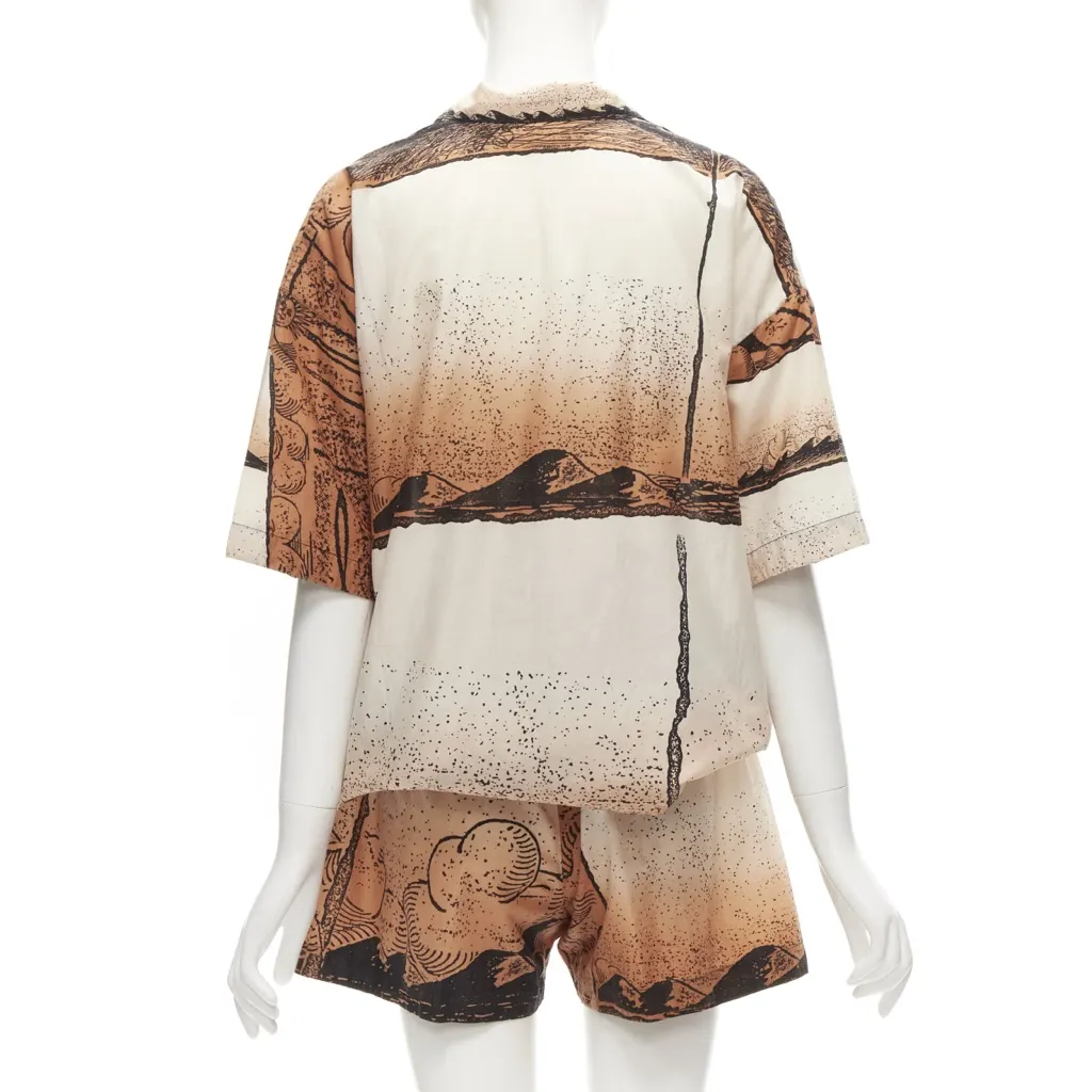 Issey Miyake Woodblock Patch Shirt Brown Cotton Never worn - Box View