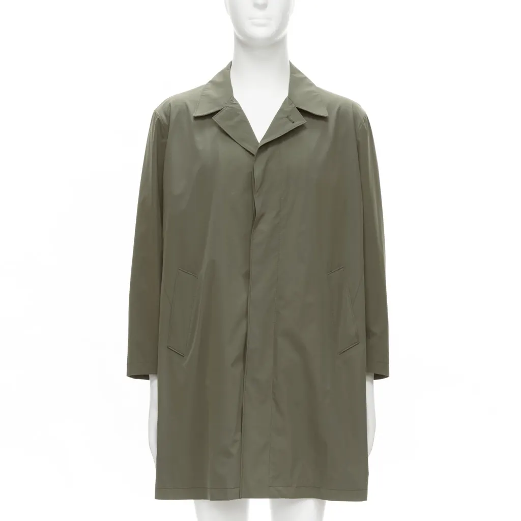 Loro Piana Green Longline Jacket Khaki Polyamide Good - Front View