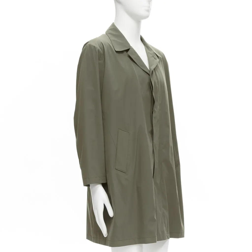 Loro Piana Green Longline Jacket Khaki Polyamide Good - Inside View