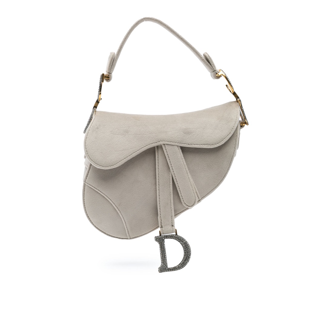 Dior Mini Velvet Crystal Embellished Saddle Bag
