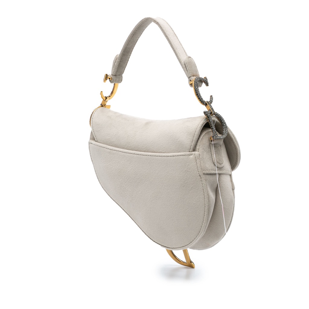 Dior Mini Velvet Crystal Embellished Saddle Bag - 2