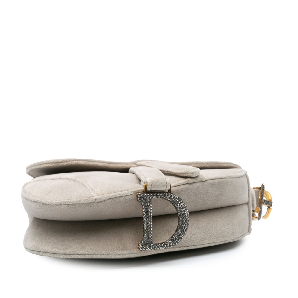 Dior Mini Velvet Crystal Embellished Saddle Bag - 3