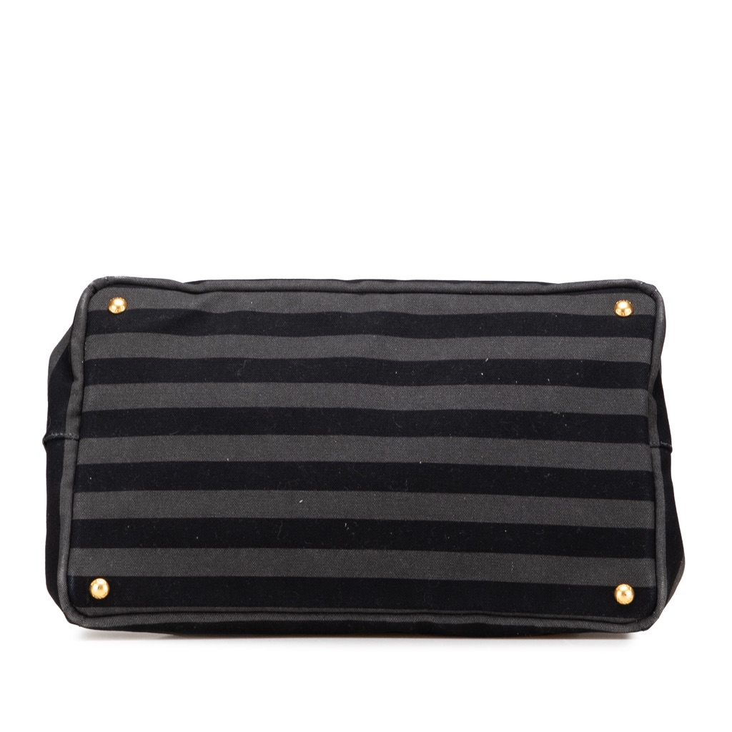 Prada Large Canvas Canapa Righe Striped Satchel - 3