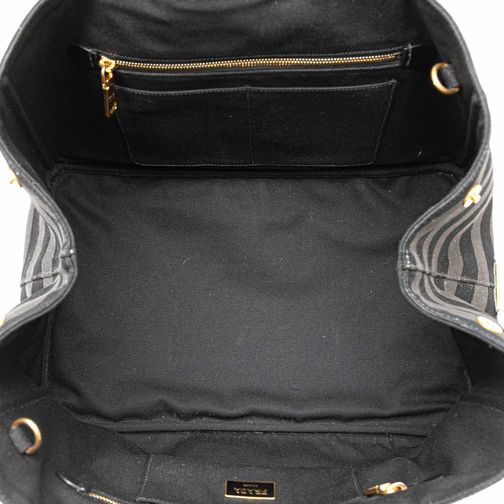 Prada Large Canvas Canapa Righe Striped Satchel - 4