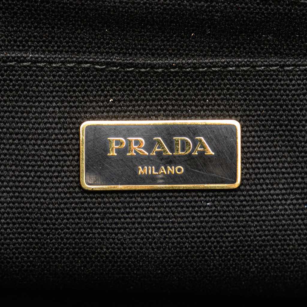 Prada Large Canvas Canapa Righe Striped Satchel - 5