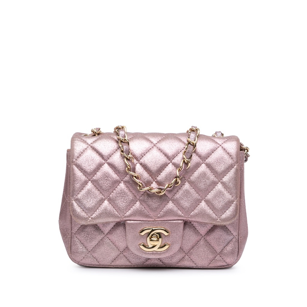 Chanel Mini Square Classic Metallic Calfskin Single Flap