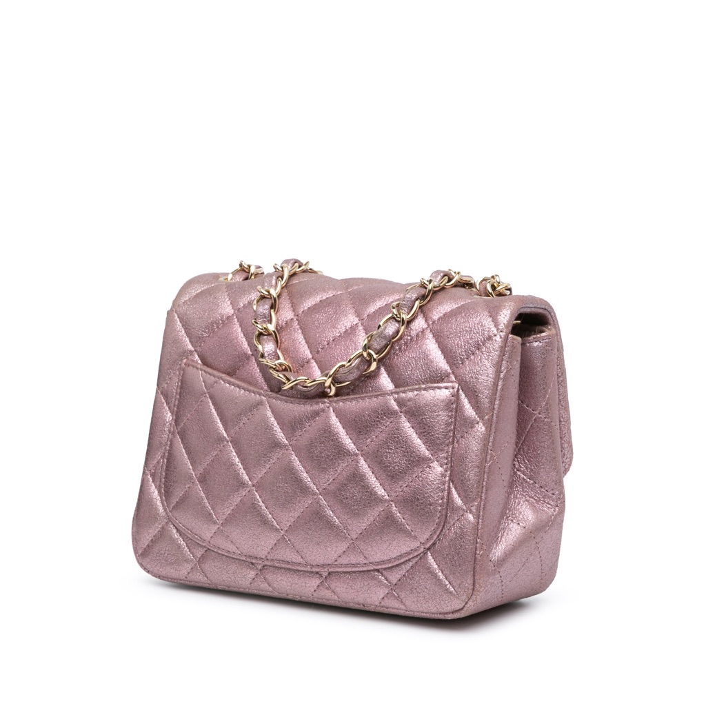 Chanel Mini Square Classic Metallic Calfskin Single Flap - 2