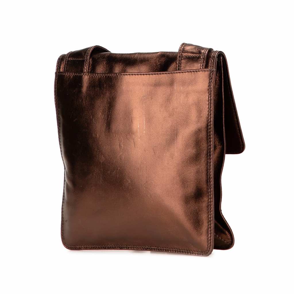 Chanel Metallic Lambskin Flap Crossbody - Back view