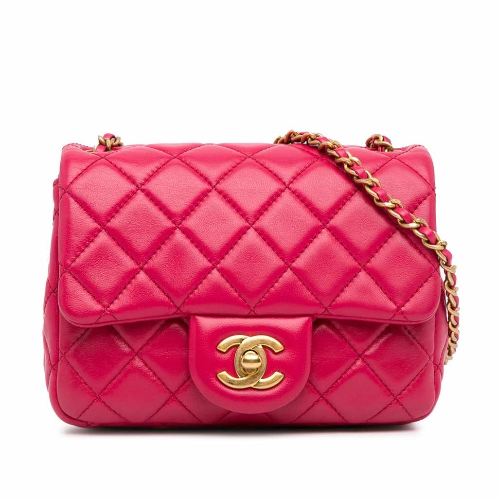 Chanel Mini Square Classic Lambskin Pearl Crush Single Flap