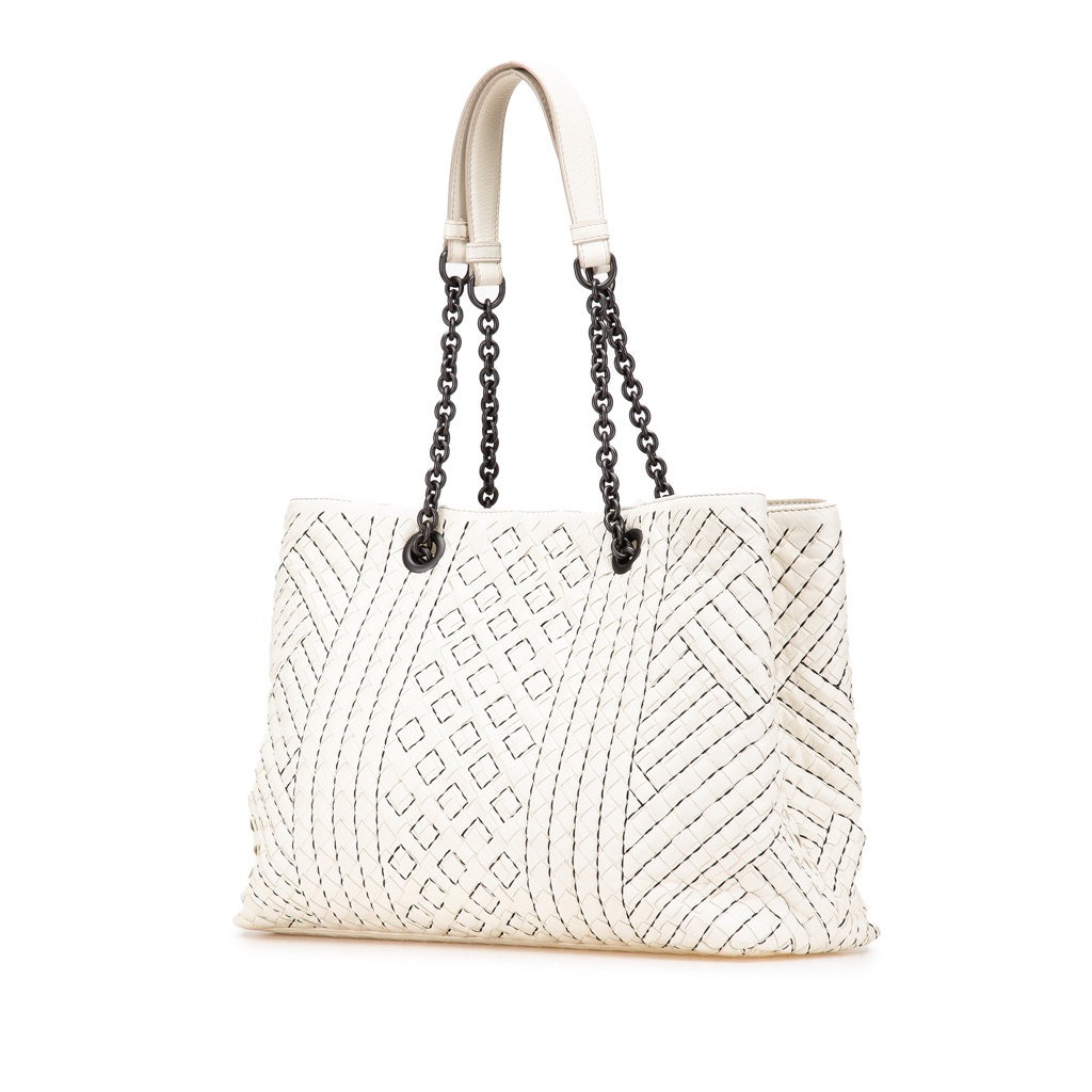Bottega Veneta Medium Intrecciato Stitched Double Chain Tote - Back view