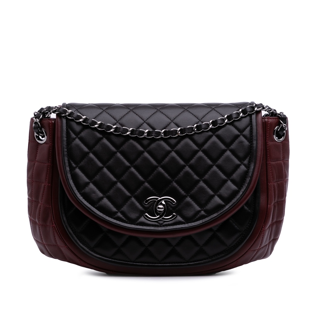 Chanel Bicolor Quilted Lambskin Twist Crescent Flap
