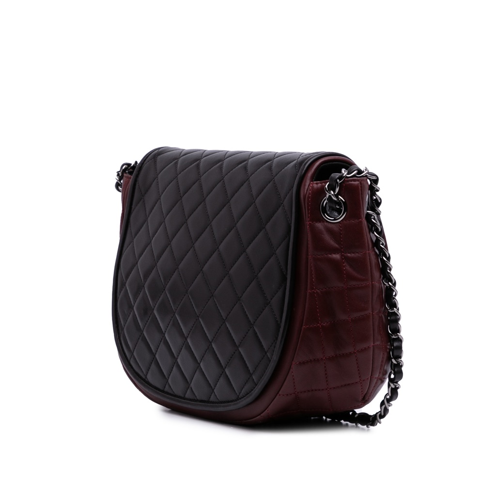 Chanel Bicolor Quilted Lambskin Twist Crescent Flap - Back view