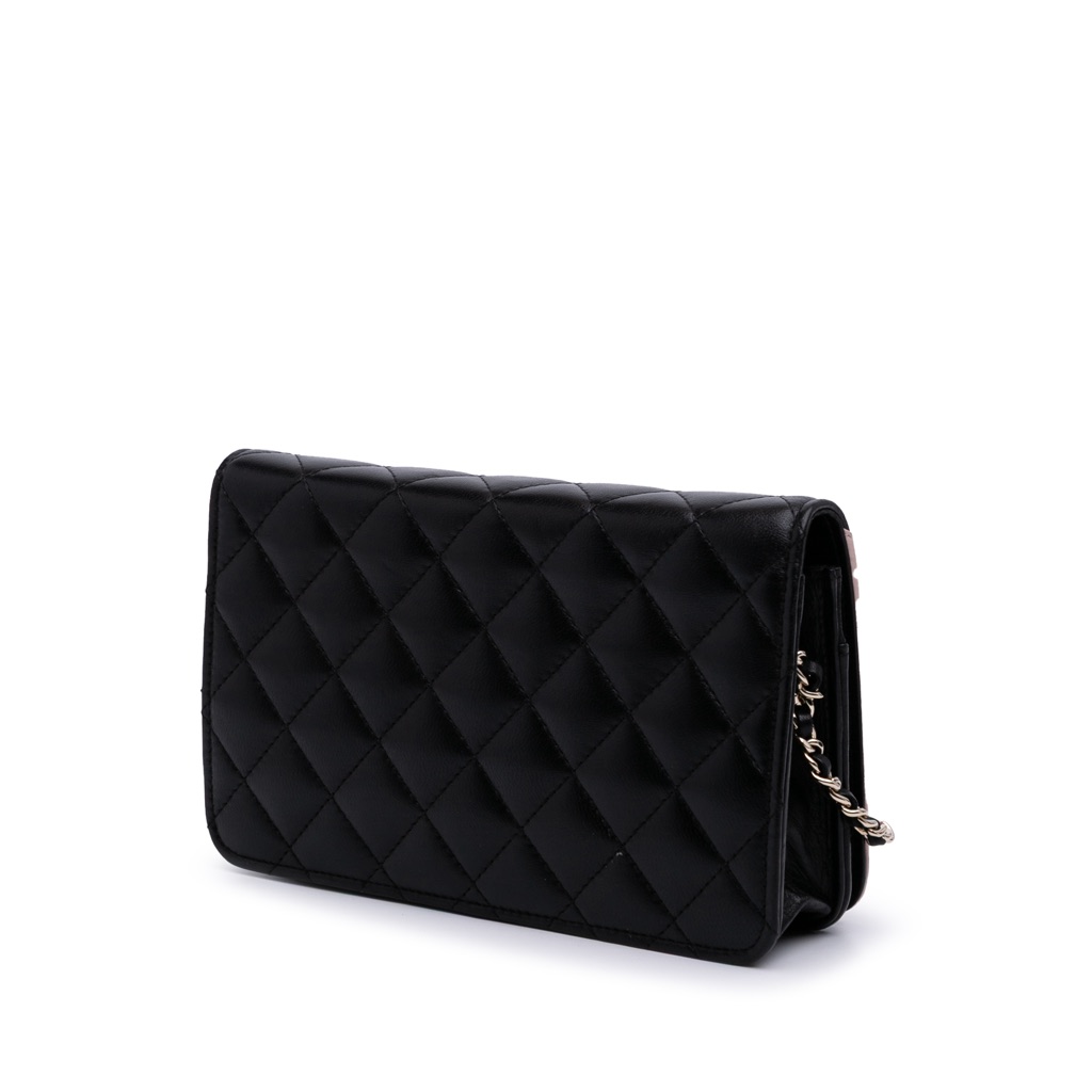 Chanel Bicolor Quilted Lambskin Camellia Wallet on Chain - Back view