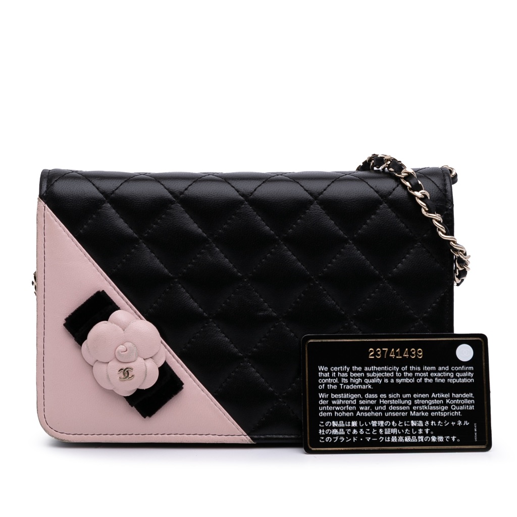 Chanel Bicolor Quilted Lambskin Camellia Wallet on Chain - Image 16