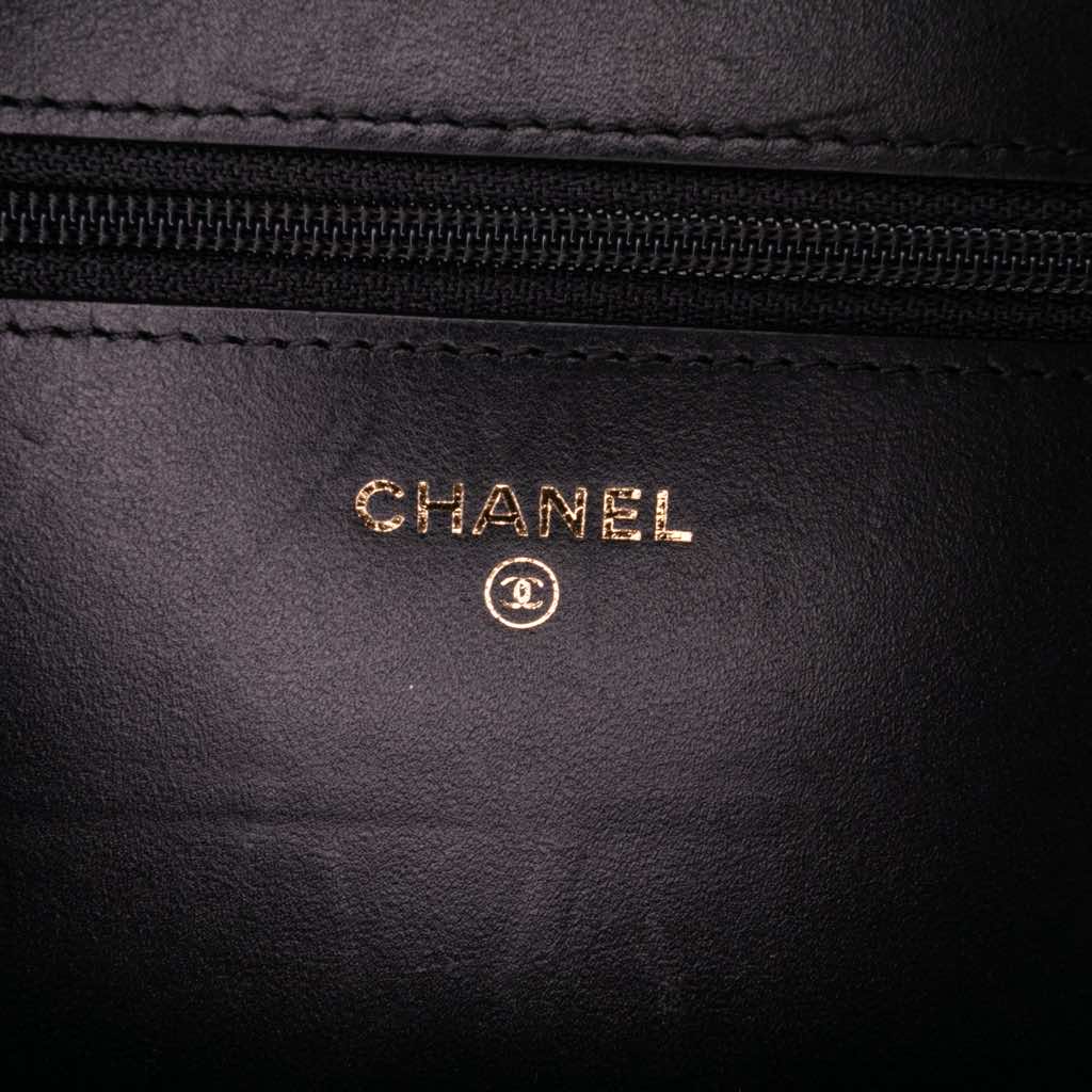 Chanel Bicolor Quilted Lambskin Camellia Wallet on Chain - Side view