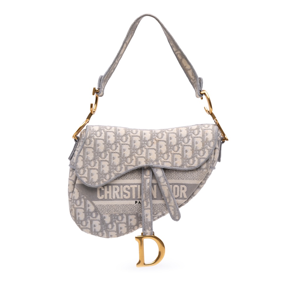 Dior Oblique Canvas Embroidered Saddle Bag