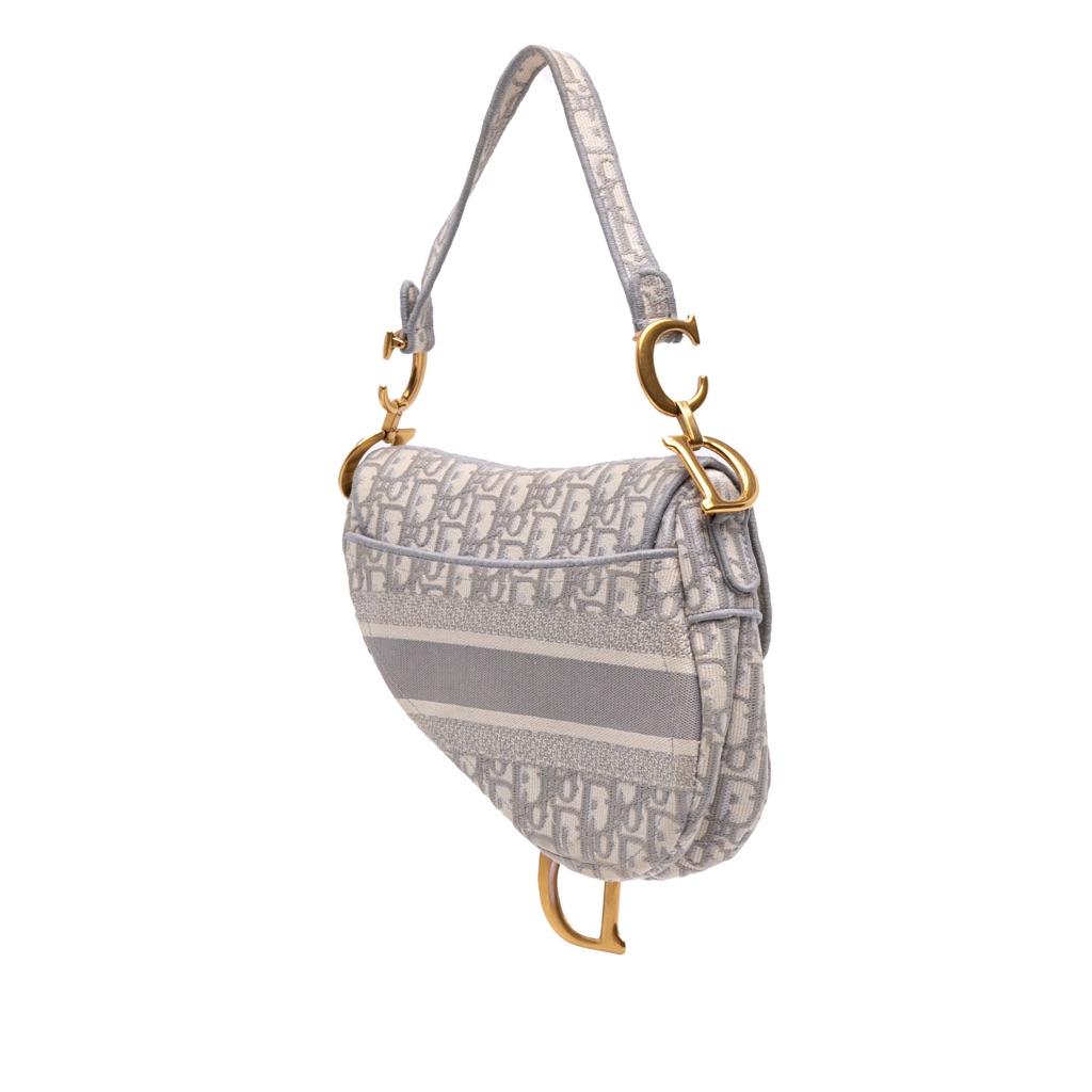 Dior Oblique Canvas Embroidered Saddle Bag - Back view