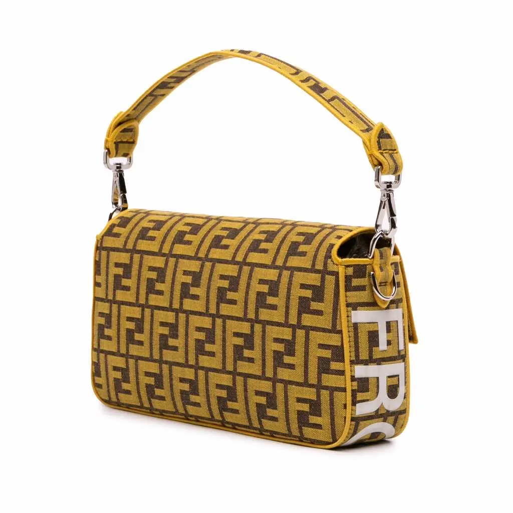 Fendi FRGMT x Zucca Embroidered Canvas Baguette Satchel Yellow Very good - Back View