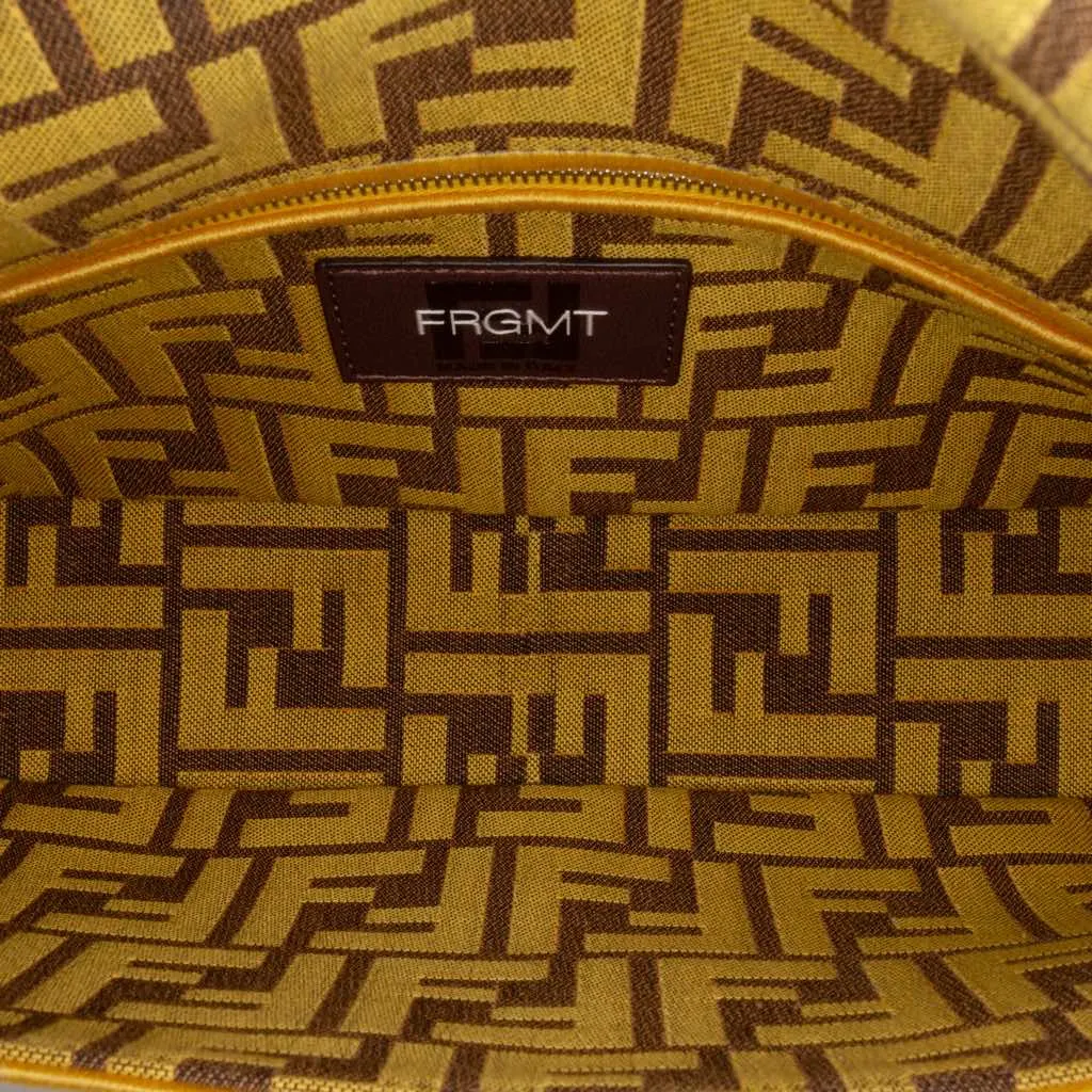 Fendi FRGMT x Zucca Embroidered Canvas Baguette Satchel Yellow Very good - Model View