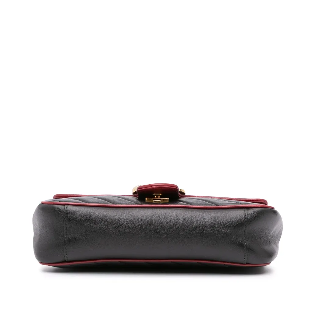 Gucci Small GG Marmont Matelasse Leather Torchon Flap Crossbody Black Leather Good - Inside View