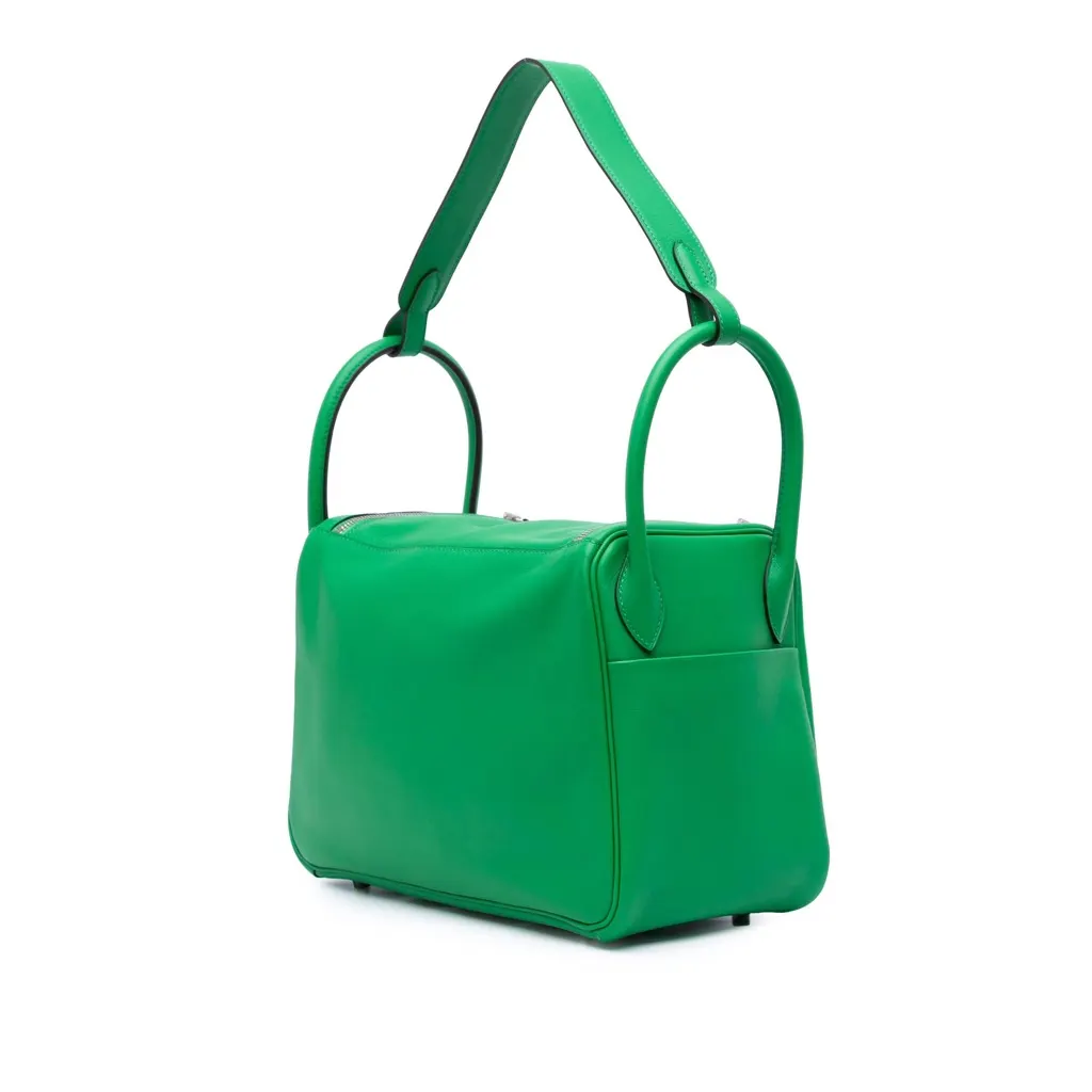 Hermès Clemence Lindy 30 Green Leather Good - Back View