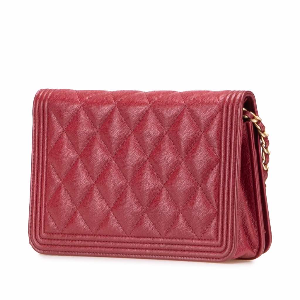 Chanel Quilted Caviar Boy Wallet on Chain - Back view