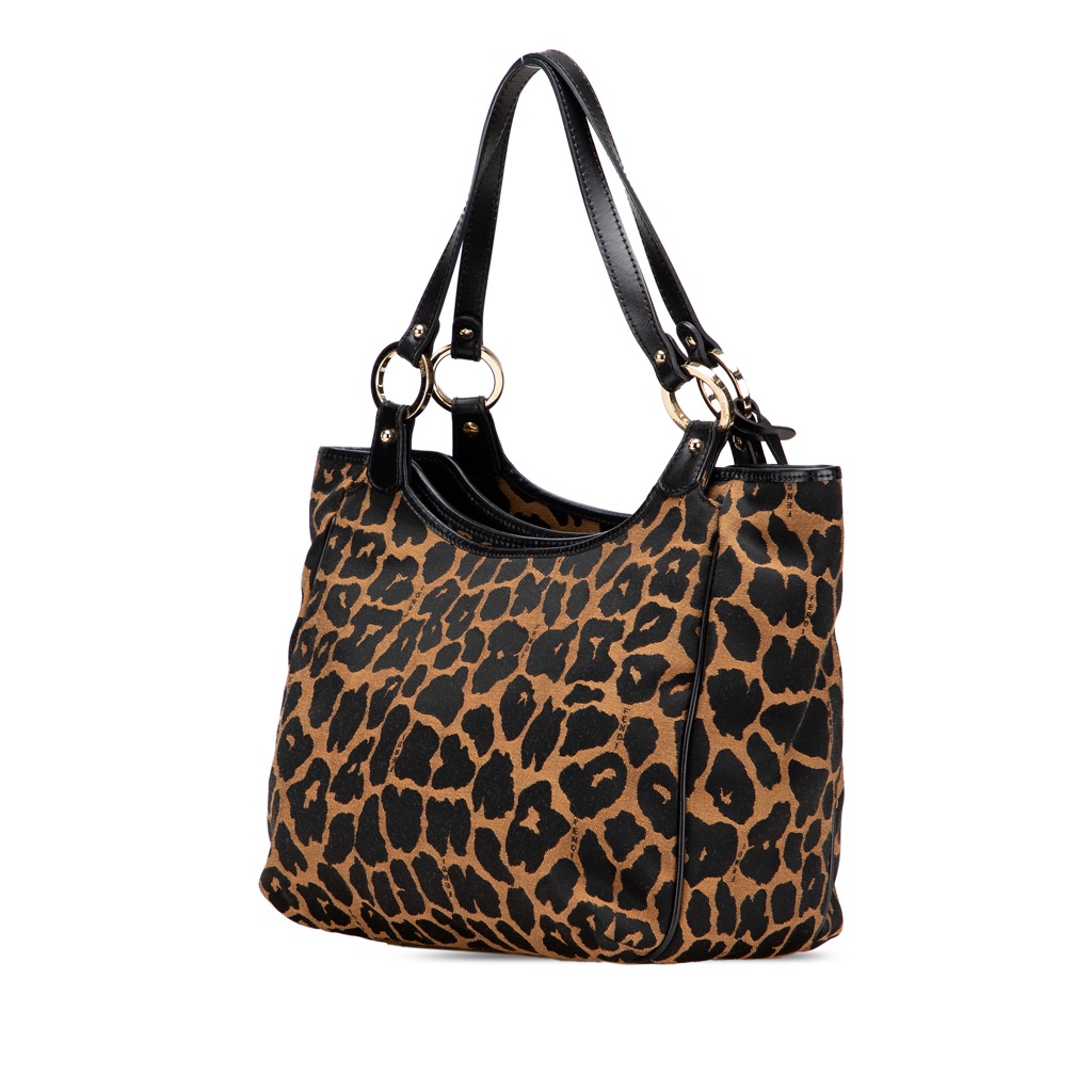 Fendi Leopard Print Chef Canvas Handbag - Back view