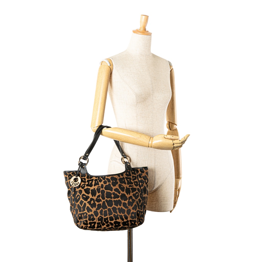 Fendi Leopard Print Chef Canvas Handbag - Image 13